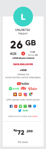 Paket Data Paket Data Indosat - Freedom Combo L (26GB)